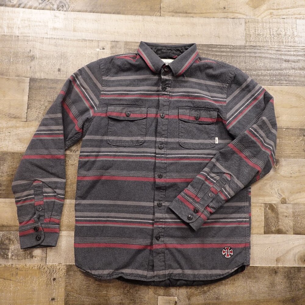 Vans Quilted Flannel-Lined Shirt Jacket – Men's Medium Charcoal Red
